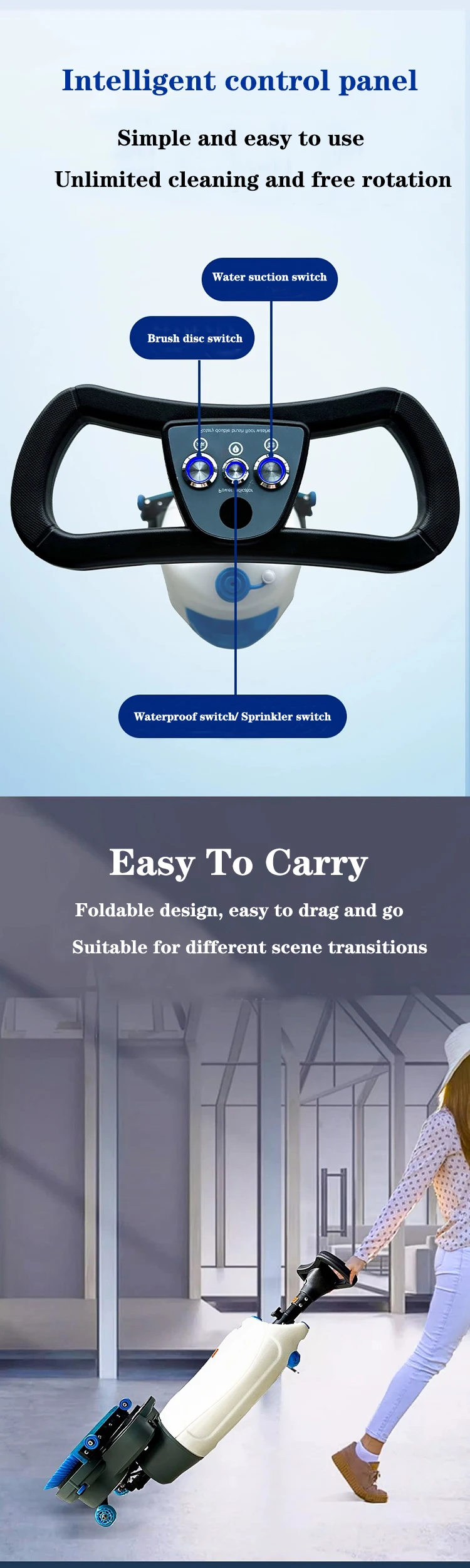 K6 Handheld Electric Self-Propelled Auto Floor Scrubber Double Brushes Commercial Use Cold Water Cleaning Floor
K6 Handheld Electric Self-Propelled Auto Floor Scrubber Double Brushes Commercial Use Cold Water Cleaning Floor