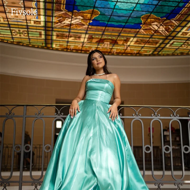Fivsole Turquoise Strapless A Line Prom Gowns Corset Back Party Gown Floor Length Evening Dress vestido de noche Customized
Fivsole Turquoise Strapless A Line Prom Gowns Corset Back Party Gown Floor Length Evening Dress vestido de noche Customized