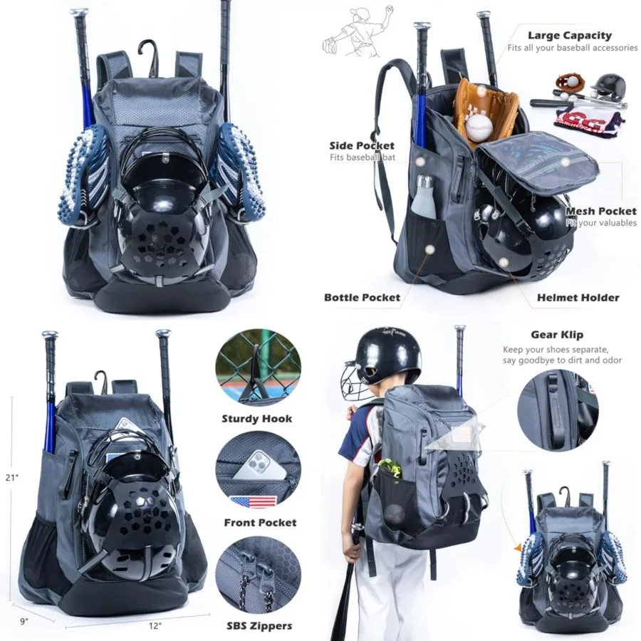 Baseball Bag Softball Bat Bag, Double-layer Baseball Backpack Adult with Gear Klip To Hold Baseball Glove, Baseball Essential G
Baseball Bag Softball Bat Bag, Double-layer Baseball Backpack Adult with Gear Klip To Hold Baseball Glove, Baseball Essential G