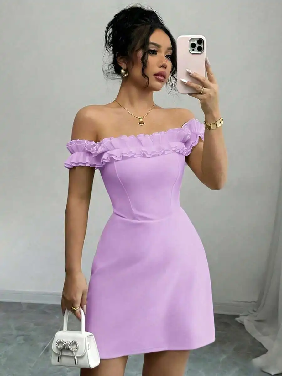 Off Shoulder Ruffled Mini Dress For Women Romantic Elegant Party Dress
Off Shoulder Ruffled Mini Dress For Women Romantic Elegant Party Dress