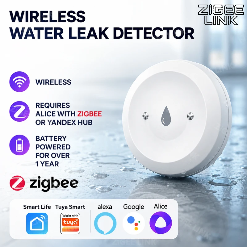 Zigbee3.0 Smart Water Leak Sensor Flood Water Leakage Detector Smart Life APP Remote Monitoring Flood Alert Need Zigbee Gateway
Zigbee3.0 Smart Water Leak Sensor Flood Water Leakage Detector Smart Life APP Remote Monitoring Flood Alert Need Zigbee Gateway