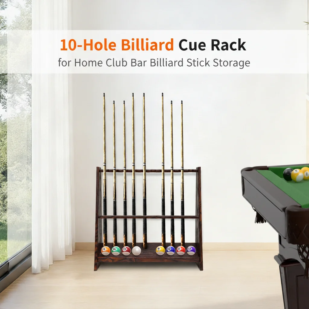 10-Hole Billiard Cue Rack Floor-Mounted Pool Cue Holder Billiard Stick Storage Stand for Home Club Bar Billiard Stick Storage
10-Hole Billiard Cue Rack Floor-Mounted Pool Cue Holder Billiard Stick Storage Stand for Home Club Bar Billiard Stick Storage