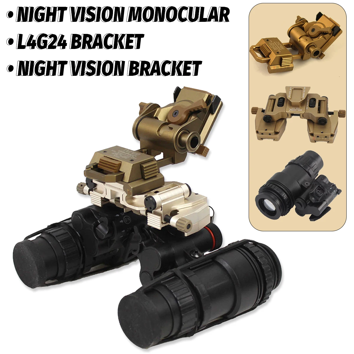 PVS18 Single-Tube Night Vision Goggle Model with Aluminum Binocular Bridge Rhino Mount L4G24 Metal Bracket for Tactical Cospla 
PVS18 Single-Tube Night Vision Goggle Model with Aluminum Binocular Bridge Rhino Mount L4G24 Metal Bracket for Tactical Cospla