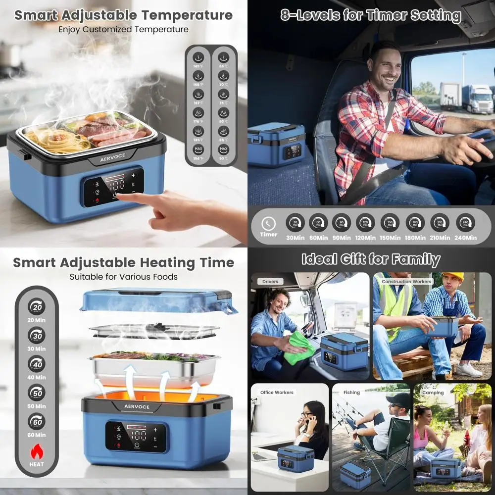 Cordless 8000mAh Heated Lunch Box, 1L Capacity, Portable Food Warmer for Car, Office, Outdoor Jobsites - Blue
Cordless 8000mAh Heated Lunch Box, 1L Capacity, Portable Food Warmer for Car, Office, Outdoor Jobsites - Blue
