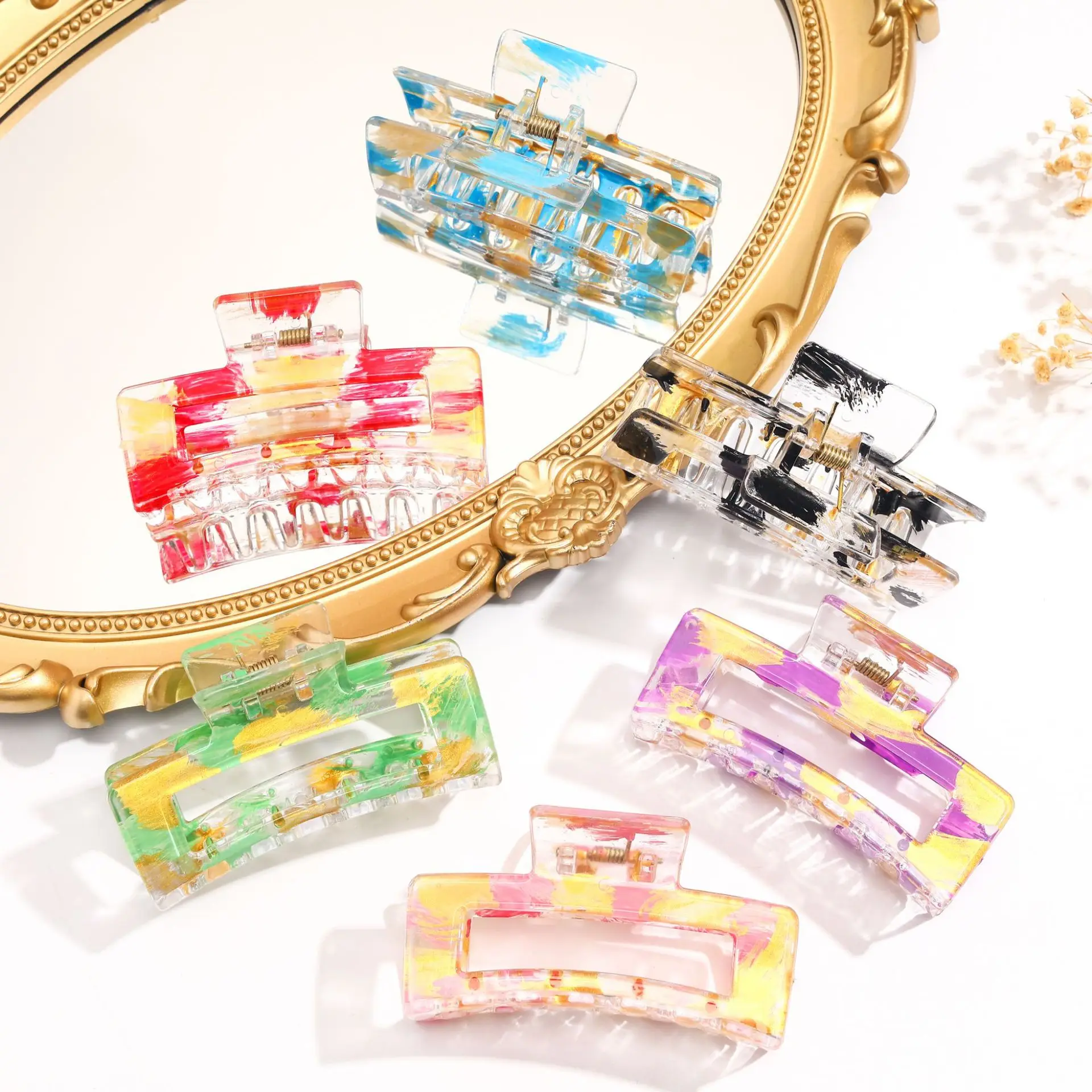 DS In Stock Low Price Clearance Colorful Gold Paint Square Hair Claw Plastic Claw Clip Crab Hair Clip for Women Hair Accessories
DS In Stock Low Price Clearance Colorful Gold Paint Square Hair Claw Plastic Claw Clip Crab Hair Clip for Women Hair Accessories