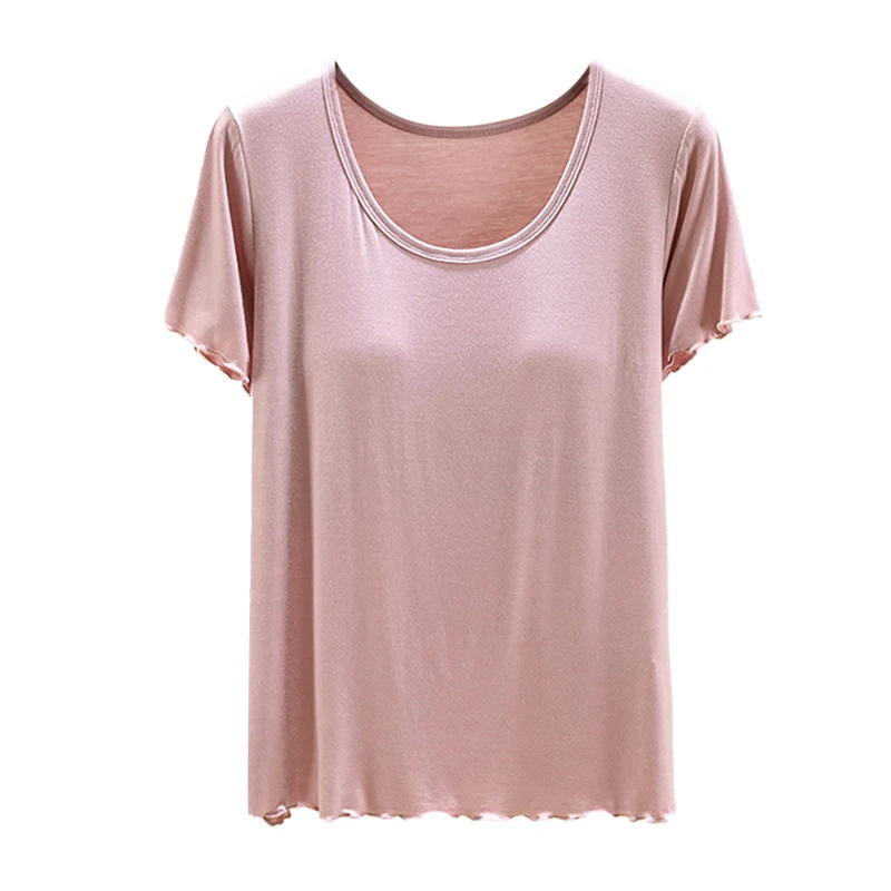 Modal Spwear Women's Summer New Large Size ort Sve Top Thin Pure Color Home Clothes T-irt with Chest Pad round Ne
Modal Spwear Women's Summer New Large Size ort Sve Top Thin Pure Color Home Clothes T-irt with Chest Pad round Ne