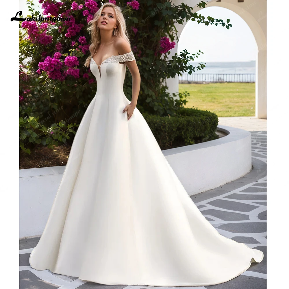 Lakshmigown Off-the-shoulder Wedding Dress A-Line Satin Bridal Dresses Pleated Vestido Noiva Mujer Customized
Lakshmigown Off-the-shoulder Wedding Dress A-Line Satin Bridal Dresses Pleated Vestido Noiva Mujer Customized