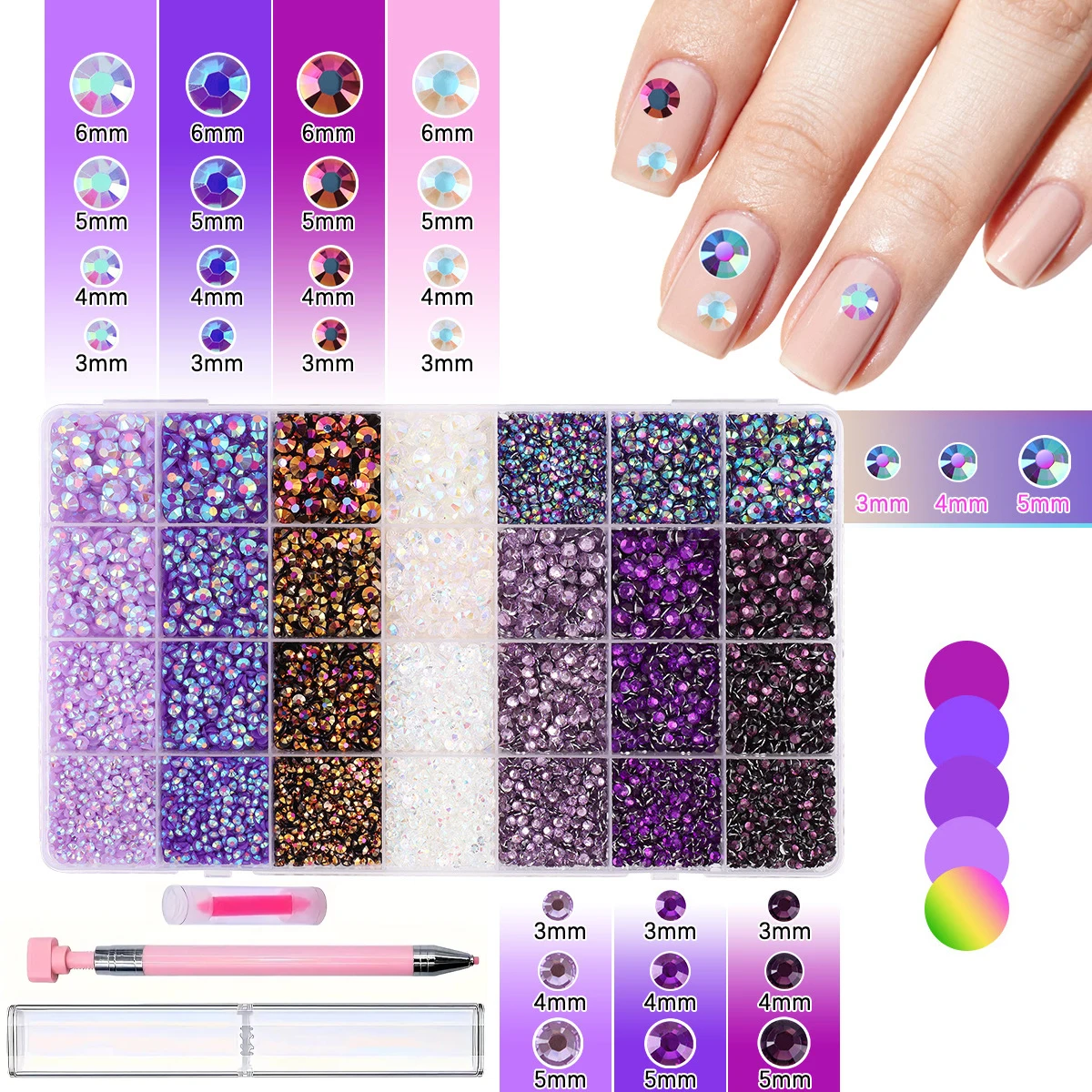 28 Grid Nail Art Diamond Flat Bottom Glass Diamond -shaped Diamond Shiny Nail Rhinestone Nail Drill Pen Set
28 Grid Nail Art Diamond Flat Bottom Glass Diamond -shaped Diamond Shiny Nail Rhinestone Nail Drill Pen Set