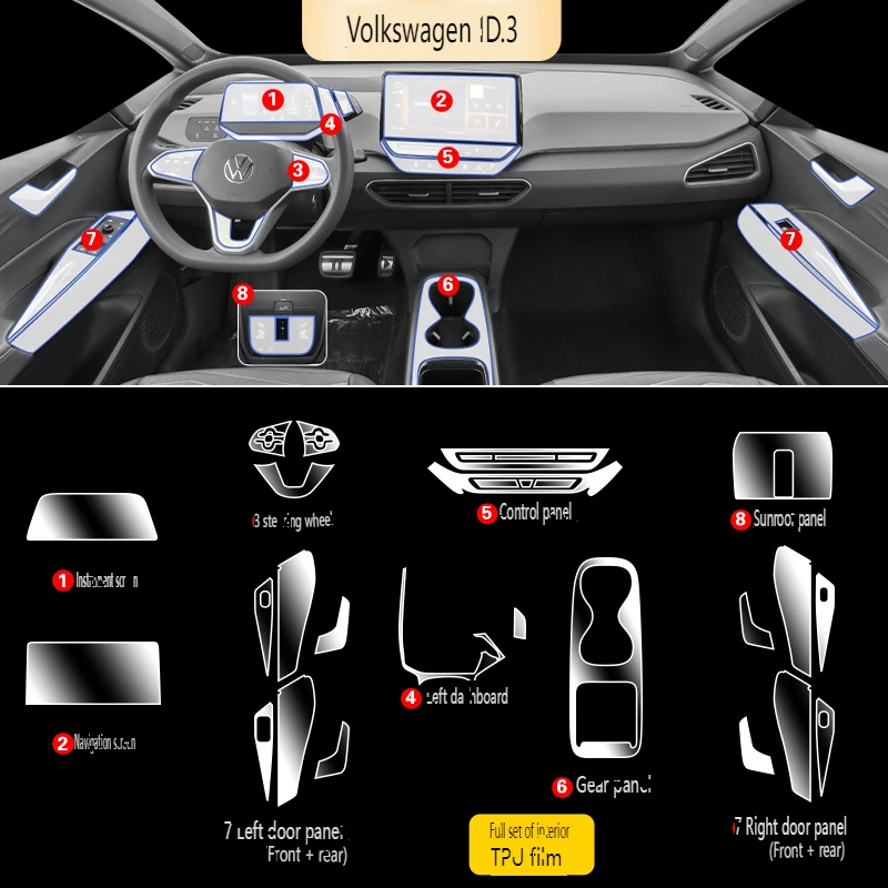 Tpu Transparent Film for 2021-2024 Volkswagen ID.3 Car Interior Sticker Console Dashboard Screen Protect Film Decor Accessories
Tpu Transparent Film for 2021-2024 Volkswagen ID.3 Car Interior Sticker Console Dashboard Screen Protect Film Decor Accessories