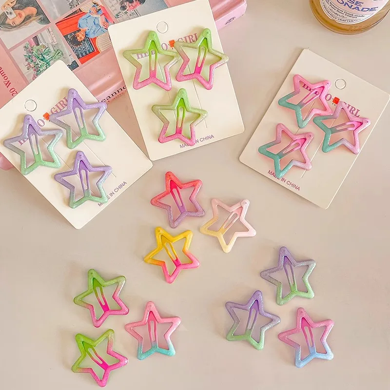 10 шт./партия, заколки для волос для девочек, Девочки, волосы, масло, сверкающие звезды, градиентные заколки, сладкие, прохладные шпильки, ударяющие по детским головным уборам. 
10 шт./партия, заколки для волос для девочек, Девочки, волосы, масло, сверкающие звезды, градиентные заколки, сладкие, прохладные шпильки, ударяющие по детским головным уборам.