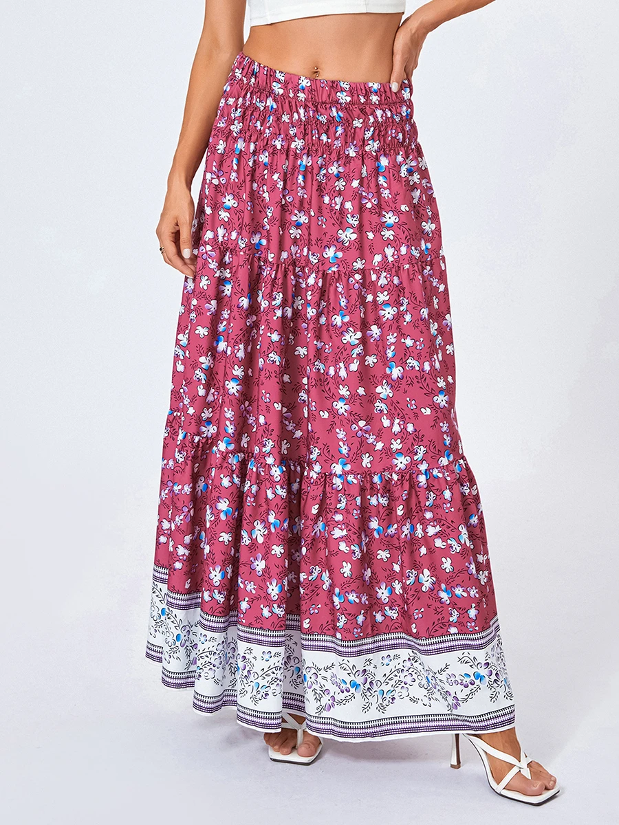 Women Bohemian Floral Skirt Summer Elastic High Waist Skirt Boho Floral Wrap Pleated Swing A Line Beach Long Skirt
Women Bohemian Floral Skirt Summer Elastic High Waist Skirt Boho Floral Wrap Pleated Swing A Line Beach Long Skirt