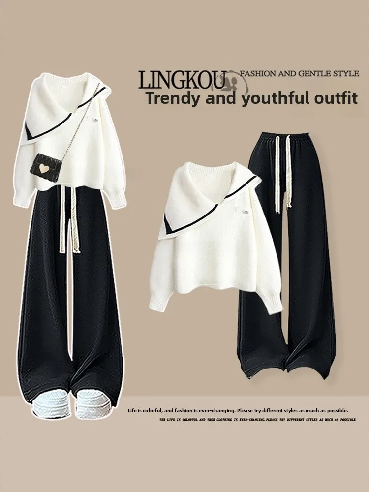 Elegant Knitted High Waist Wide Leg Casual Pants Women's Set High Quality Anti-Aging Autumn Fashion Two-Piece Ensemble
Elegant Knitted High Waist Wide Leg Casual Pants Women's Set High Quality Anti-Aging Autumn Fashion Two-Piece Ensemble