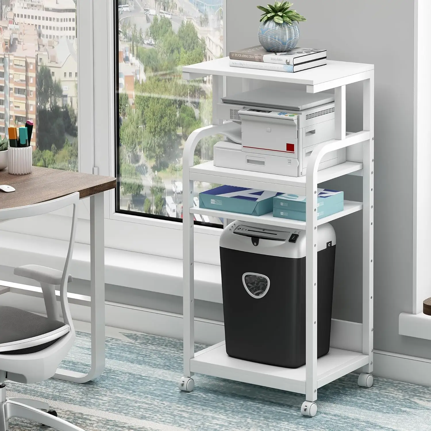 4-Tier Printer Stand with Adjustable Shelves, Rolling Cart for Home Office, Mobile CPU Tower Stand with Wheels
4-Tier Printer Stand with Adjustable Shelves, Rolling Cart for Home Office, Mobile CPU Tower Stand with Wheels
