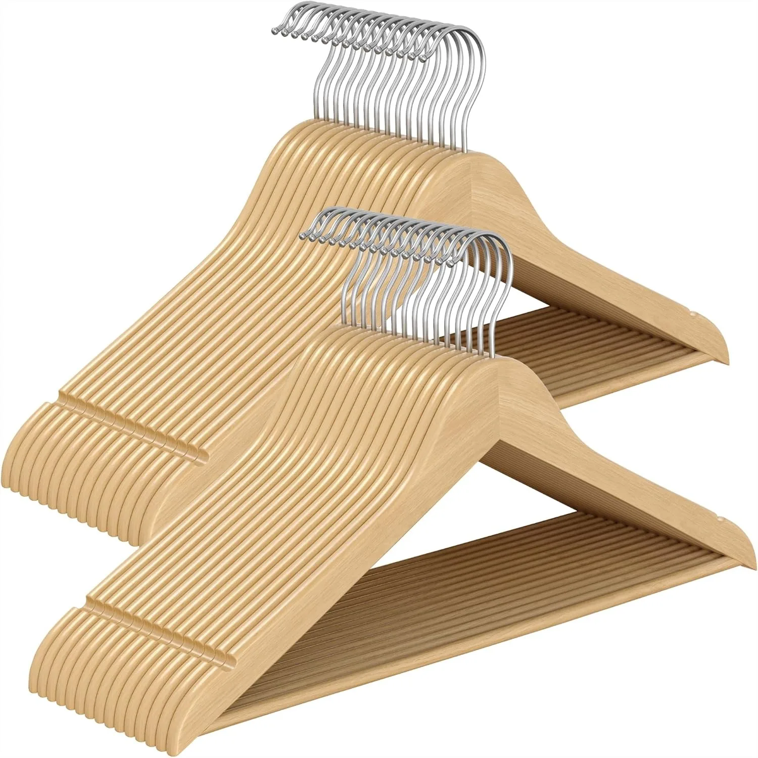 Wooden Hangers Pack of 30 Coat Hangers with 360° Swivel Hooks for Jackets Shirts Coats Natural Beige
Wooden Hangers Pack of 30 Coat Hangers with 360° Swivel Hooks for Jackets Shirts Coats Natural Beige