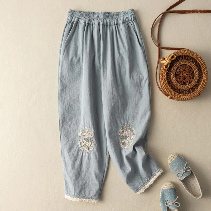 2024 Women's Cotton and Linen Pants Elastic Waist Retro Artistic Women's Loose Casual Pants Spring and Summer Pants E942
2024 Women's Cotton and Linen Pants Elastic Waist Retro Artistic Women's Loose Casual Pants Spring and Summer Pants E942