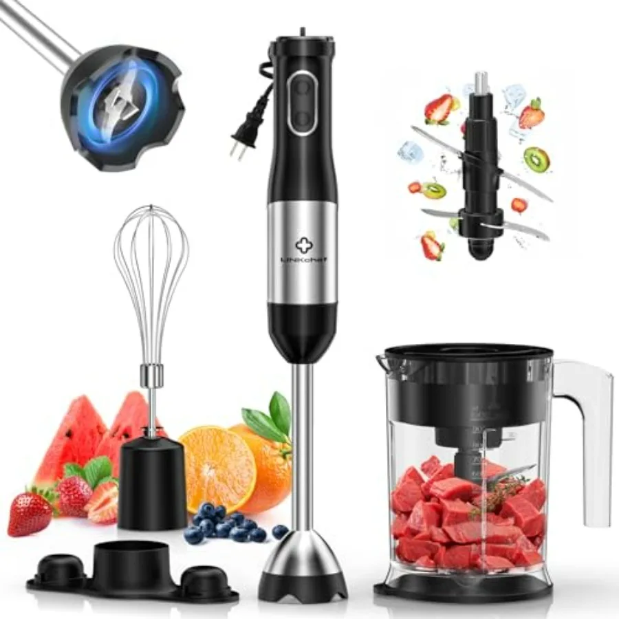 4 in 1 Immersion Blender Handheld 800W with Titanium Steel Blades 20 Speeds Turbo Mode Scratch-Resistant Stick Hand Blender wit
4 in 1 Immersion Blender Handheld 800W with Titanium Steel Blades 20 Speeds Turbo Mode Scratch-Resistant Stick Hand Blender wit