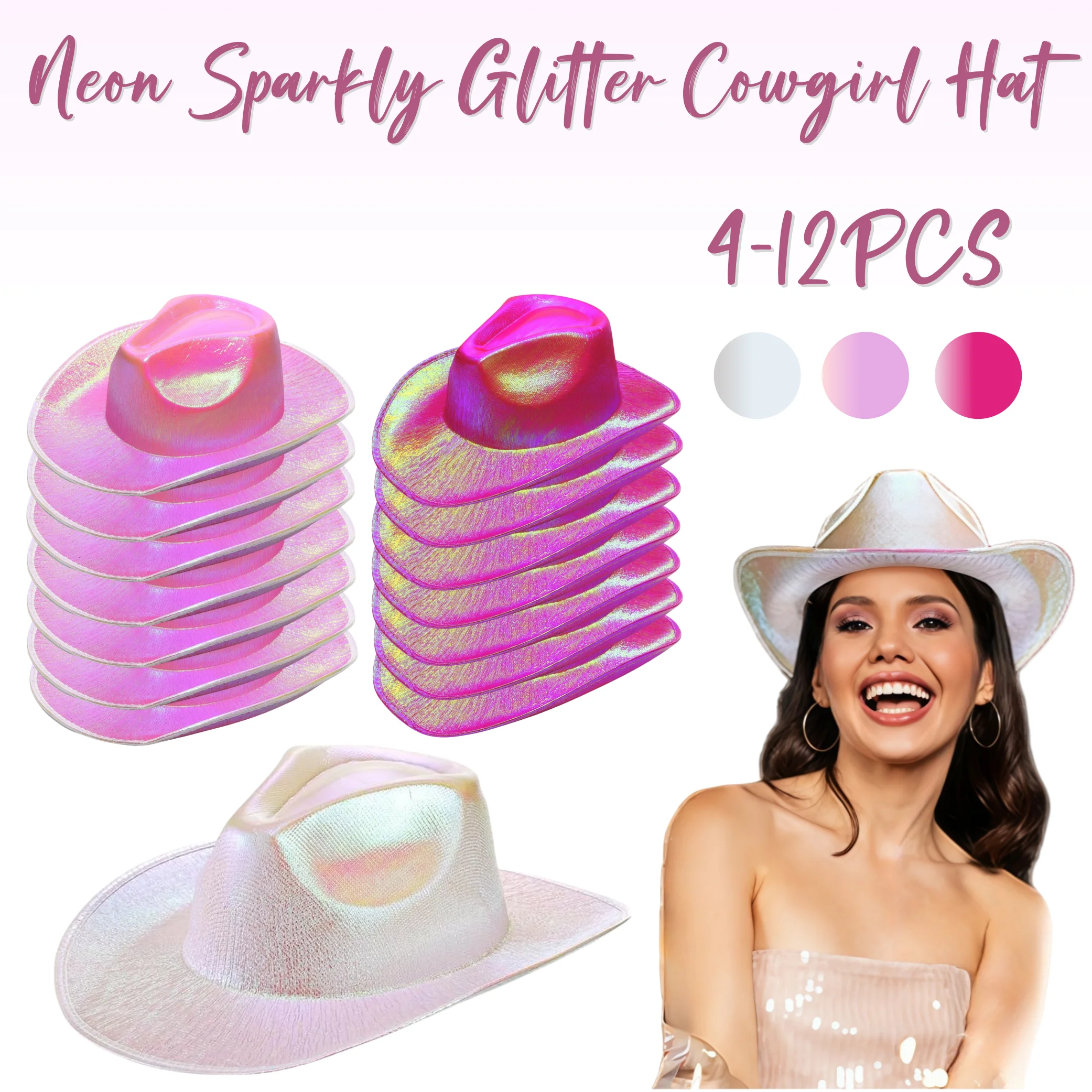 4-12PACK Neon Sparkly Glitter Space Cowgirl Hat Holographic Cowboy Hat Women Gift for Bridal Wedding Shower Bachelor Party Prom
4-12PACK Neon Sparkly Glitter Space Cowgirl Hat Holographic Cowboy Hat Women Gift for Bridal Wedding Shower Bachelor Party Prom
