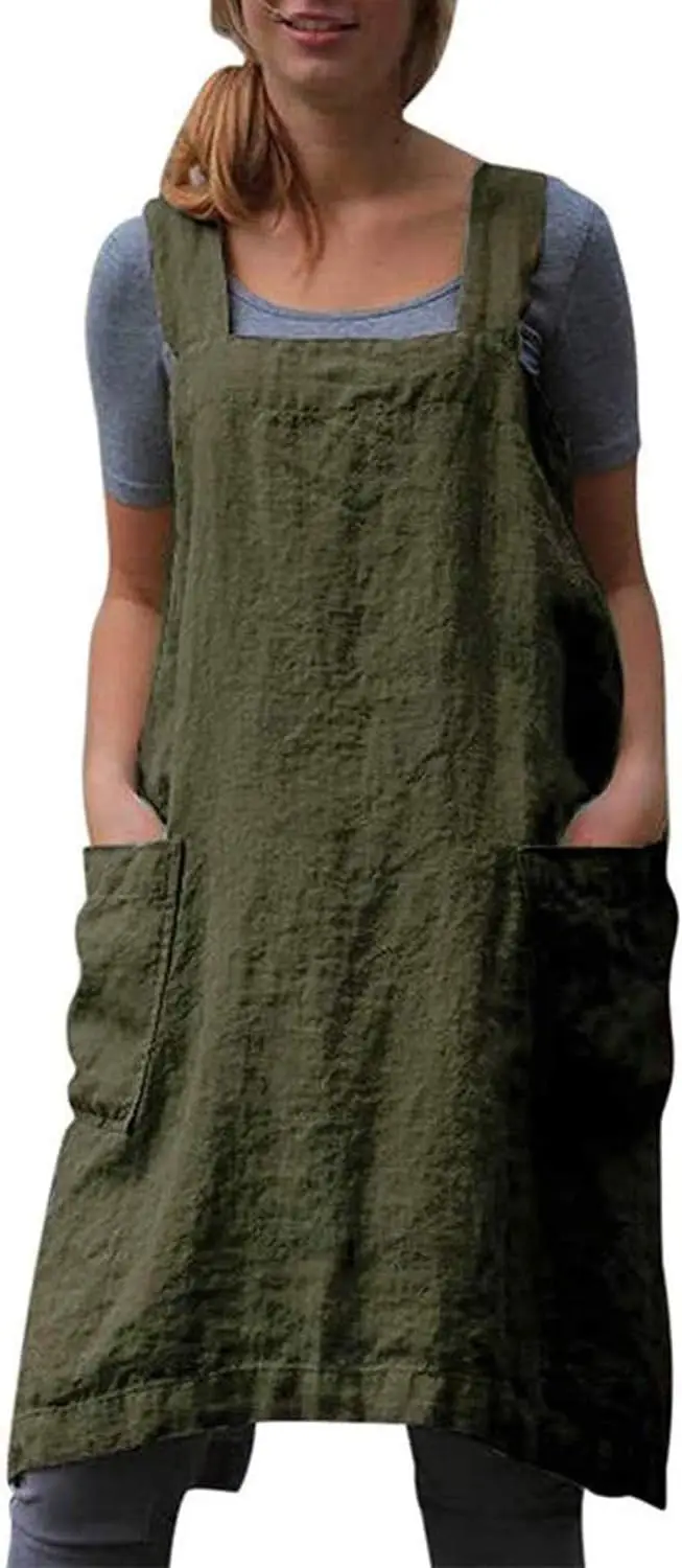 Cotton Linen Apron for women Cross Back Apron Pinafore Dress for Baking Cooking Gardening Work
Cotton Linen Apron for women Cross Back Apron Pinafore Dress for Baking Cooking Gardening Work