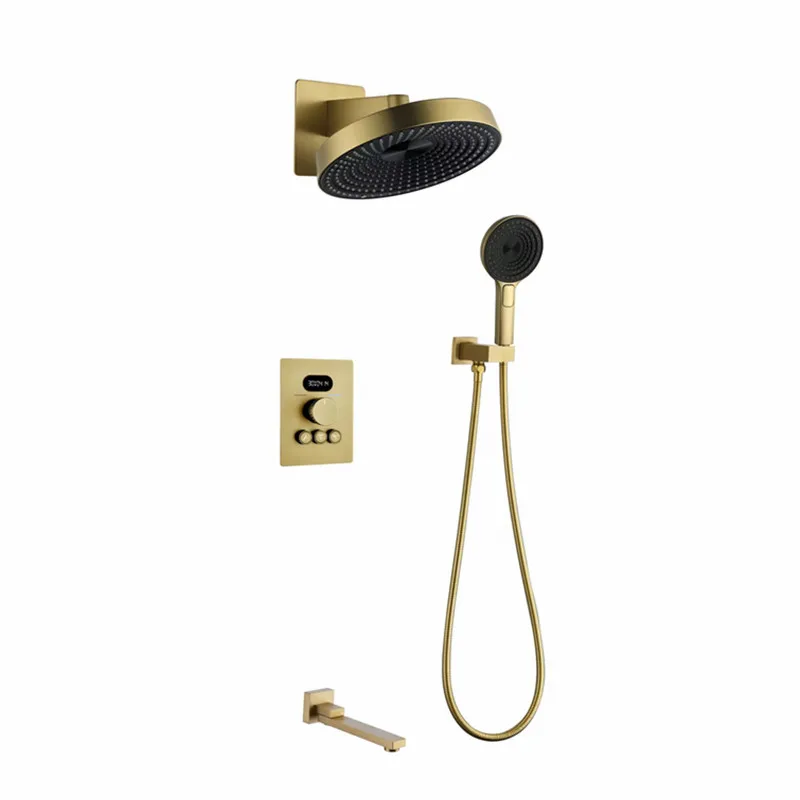 Цифровой бронзовый цвет или матовый золотой 3-ходовой термостатический смеситель для горячего и холодного душа, настенное крепление, смеситель для ванной комнаты, набор для душа
Цифровой бронзовый цвет или матовый золотой 3-ходовой термостатический смеситель для горячего и холодного душа, настенное крепление, смеситель для ванной комнаты, набор для душа