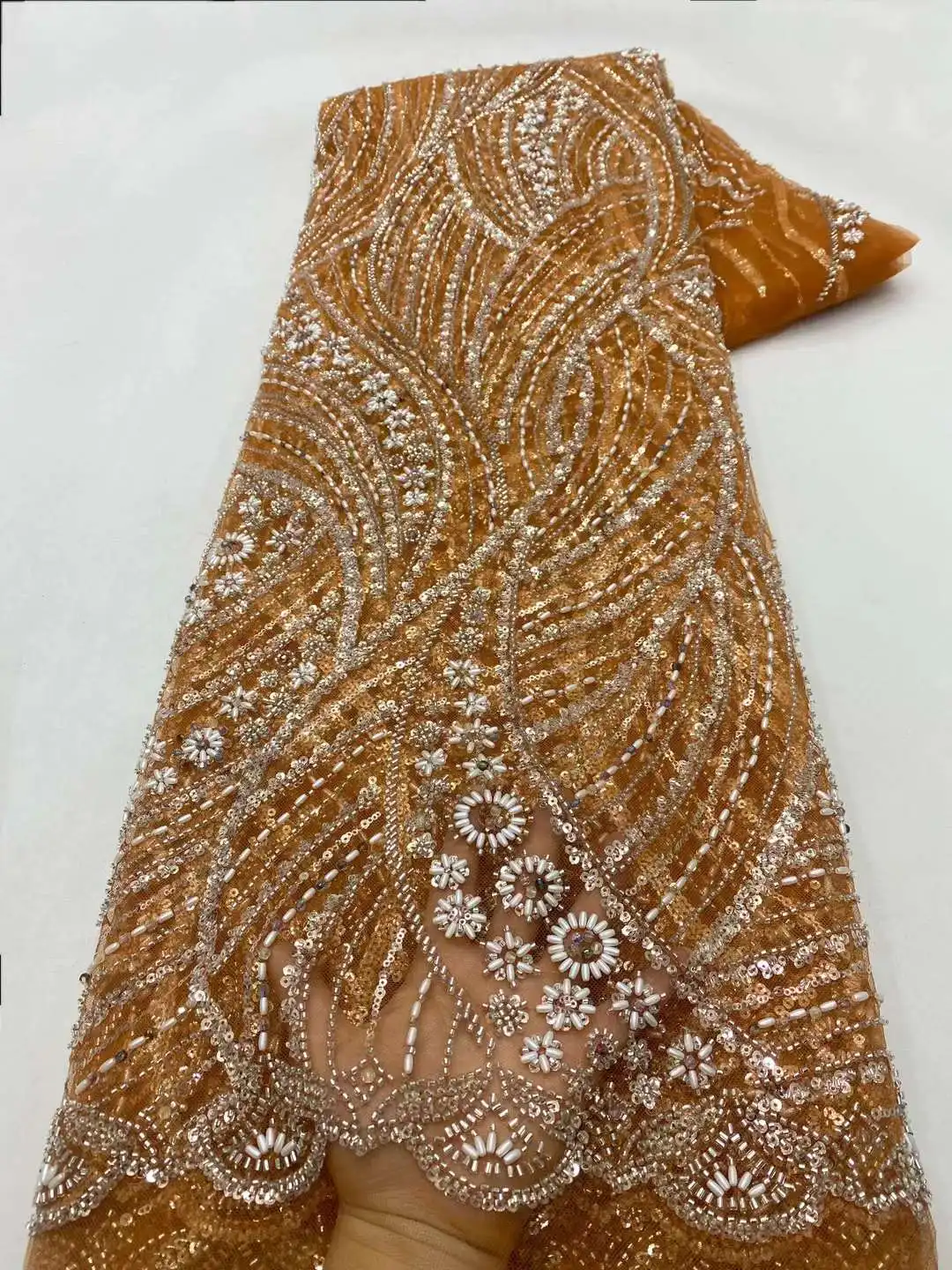 African Lace Fabric 2024 Handmade Beaded Lace Fabric France Sequins Nigerian Embroidery Bridal Mesh Lace Fabric For Sewing
African Lace Fabric 2024 Handmade Beaded Lace Fabric France Sequins Nigerian Embroidery Bridal Mesh Lace Fabric For Sewing