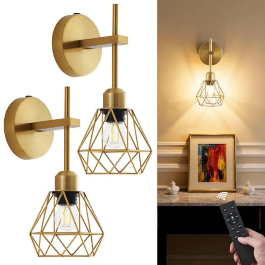Gold Hollow Wireless Battery Operated Wall Sconces Set of 2, 8000mAh Rechargeable Dimmable Wall Light with Remote, Cordless Bat
Gold Hollow Wireless Battery Operated Wall Sconces Set of 2, 8000mAh Rechargeable Dimmable Wall Light with Remote, Cordless Bat