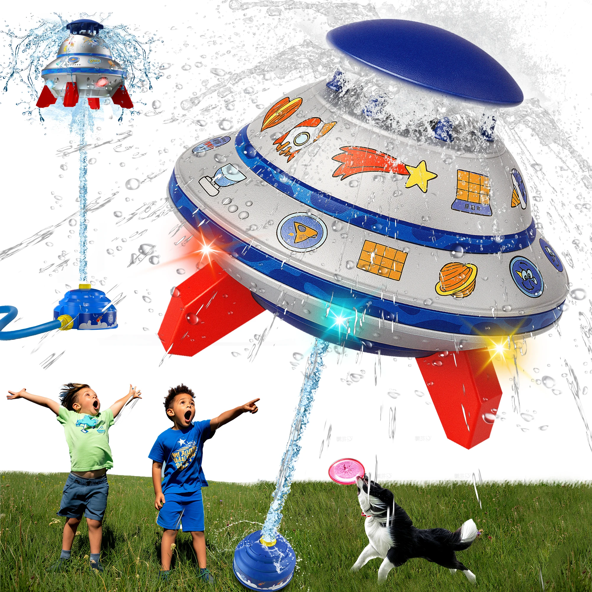 Water Sprinkler for Kids with Lights 360° Rotating UFO Water Rocket Sprinkler Toy Outdoor Summer Water Toys for Backyard Lawn Pool for Boys Girls Ages 3 4 5 6 7 8+
Water Sprinkler for Kids with Lights 360° Rotating UFO Water Rocket Sprinkler Toy Outdoor Summer Water Toys for Backyard Lawn Pool for Boys Girls Ages 3 4 5 6 7 8+