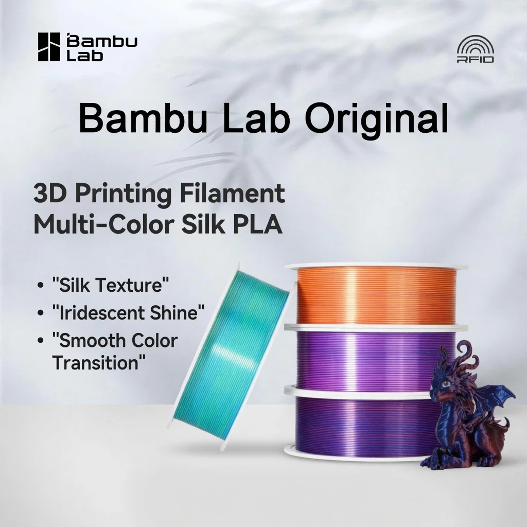 Bambu Lab Original PLA Silk Multicolor Gradient 3D Printer Filament 1KG PLA-Silk DIY Printing Material Machine Consumables
Bambu Lab Original PLA Silk Multicolor Gradient 3D Printer Filament 1KG PLA-Silk DIY Printing Material Machine Consumables