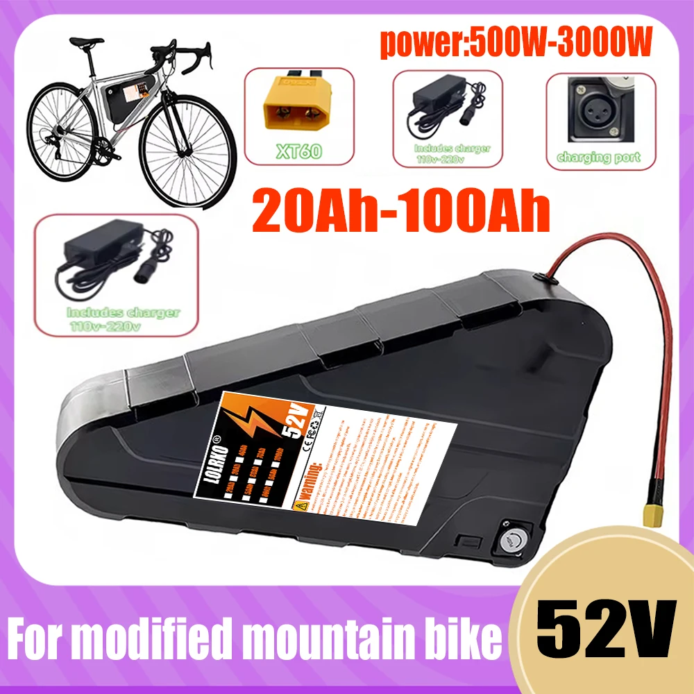 52V Triangle Battery 20AH-100AH Large Capacity, Built in BMS Protection, Airfreight, Application 500W-2000W
52V Triangle Battery 20AH-100AH Large Capacity, Built in BMS Protection, Airfreight, Application 500W-2000W