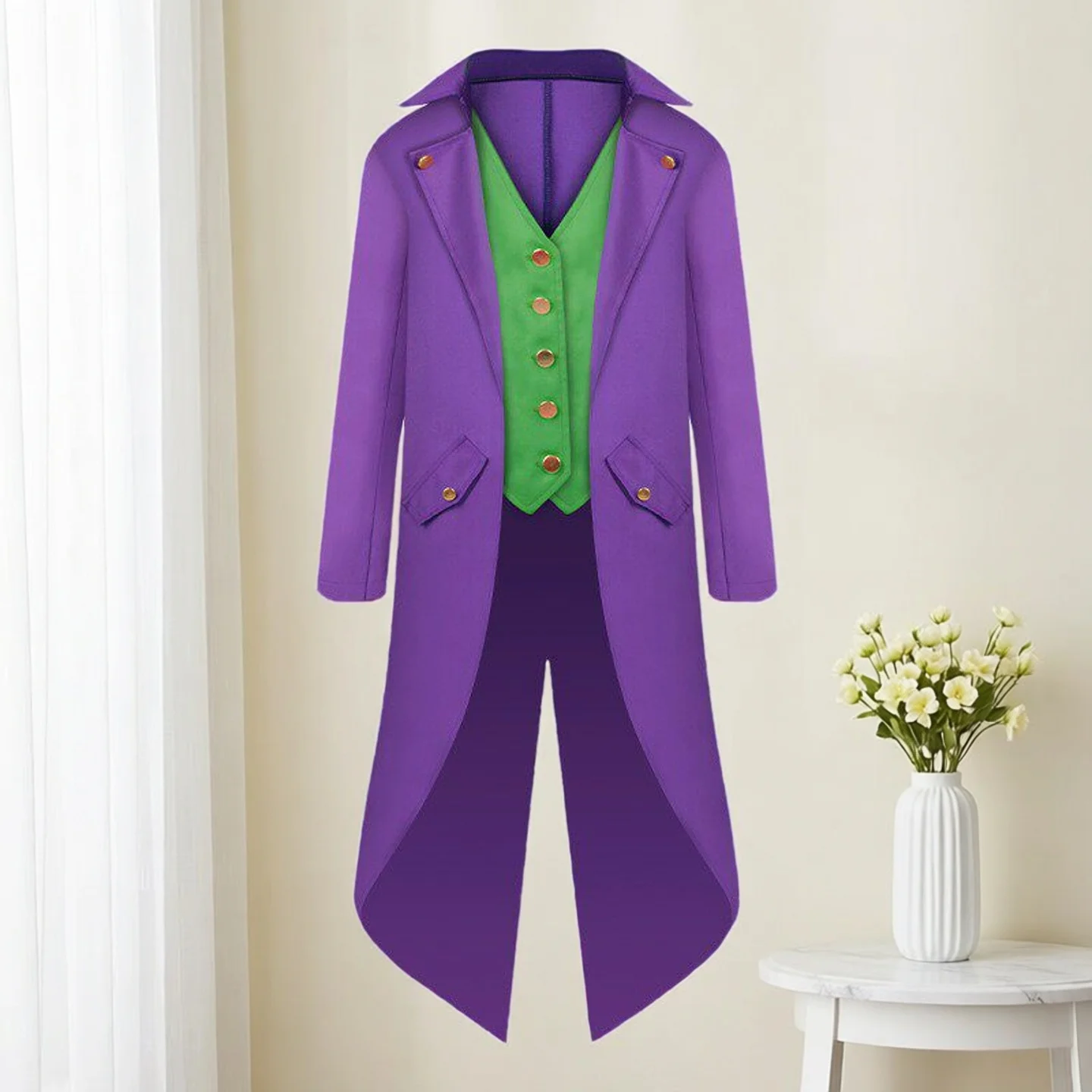 Gothic Tailcoat Men's Stage Performance Costume Purple Suit Halloween Gotham Joker Fashion Urban Polyester Fiber Anti-Wrinkle
Gothic Tailcoat Men's Stage Performance Costume Purple Suit Halloween Gotham Joker Fashion Urban Polyester Fiber Anti-Wrinkle