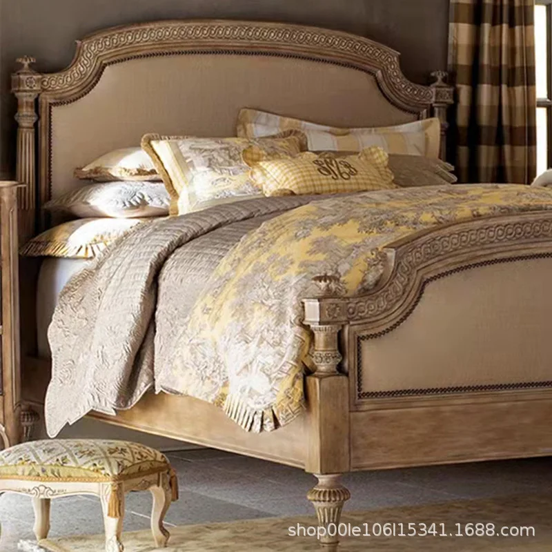 American solid wood old retro medieval high back soft by carved bedroom hotel homestay small apartment furniture double bed
American solid wood old retro medieval high back soft by carved bedroom hotel homestay small apartment furniture double bed