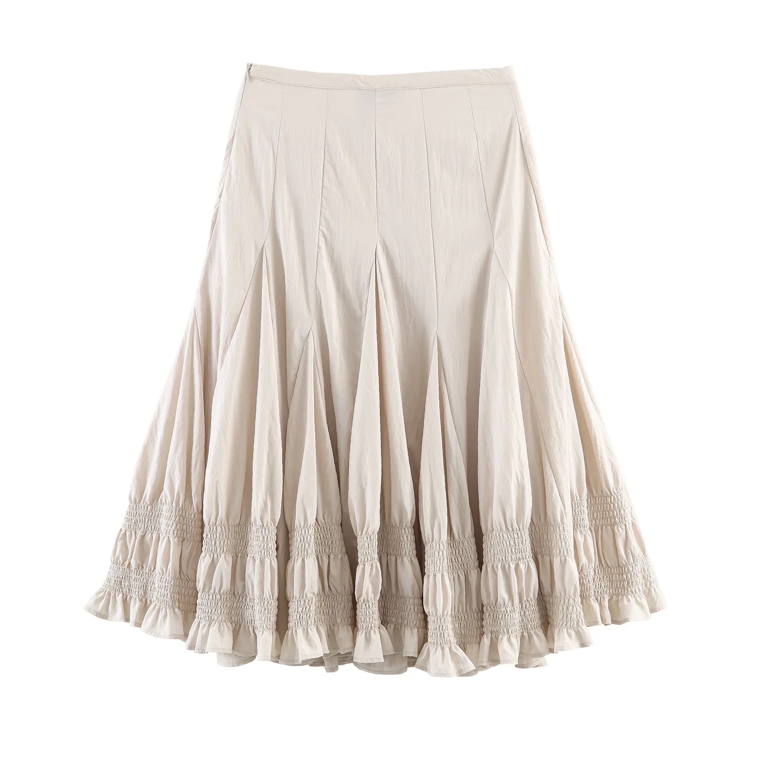 Women's Fashionable Wavy Wide-Hem Midi Skirt Women Beige High Waist Smocked Ruffle Hem Maxi Skirt Casual Flowy Long Skirt DEXG
Women's Fashionable Wavy Wide-Hem Midi Skirt Women Beige High Waist Smocked Ruffle Hem Maxi Skirt Casual Flowy Long Skirt DEXG