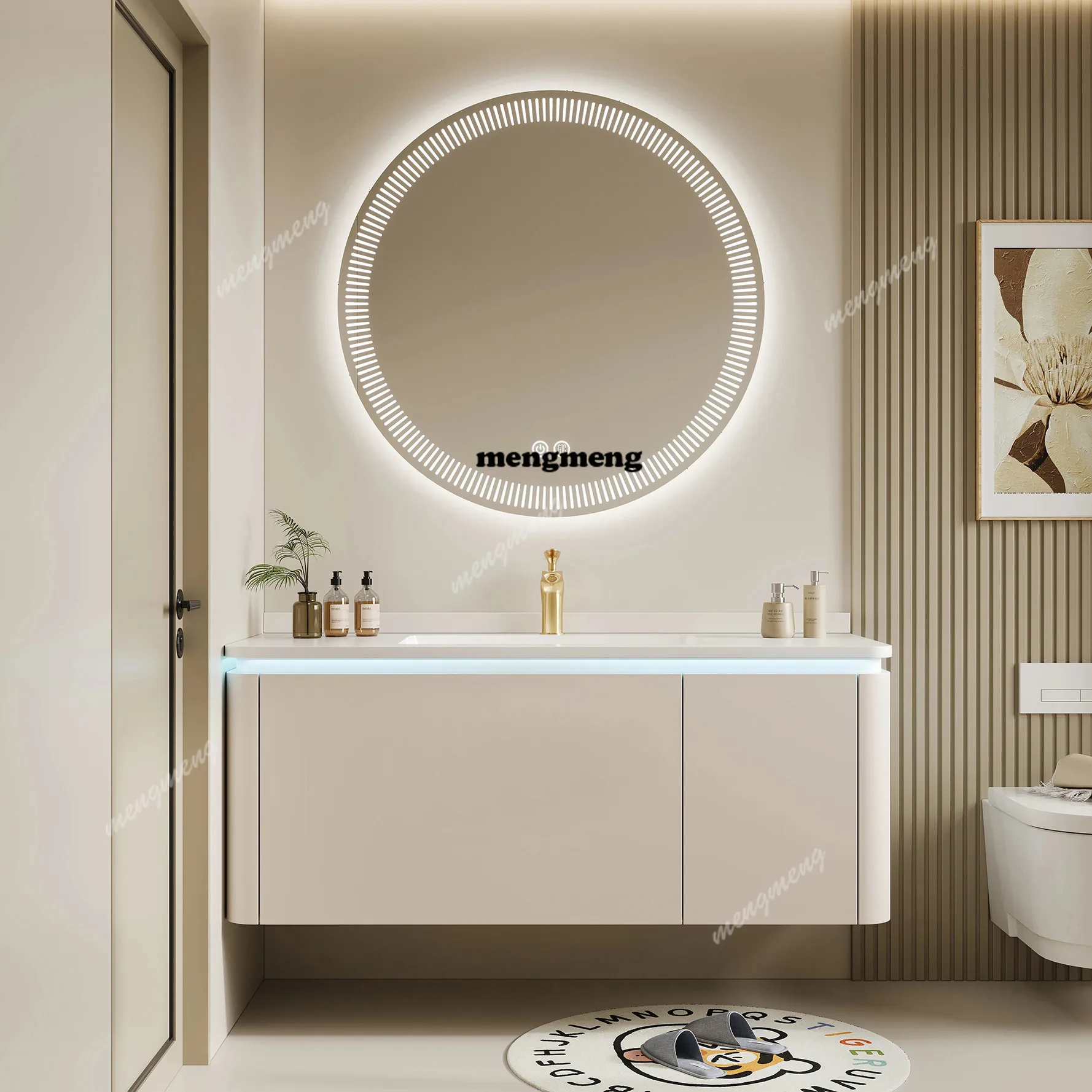 French bathroom cabinet round mirror modern simple wind cream wind smart bathroom washstand waterproof seamless splicing oak
French bathroom cabinet round mirror modern simple wind cream wind smart bathroom washstand waterproof seamless splicing oak