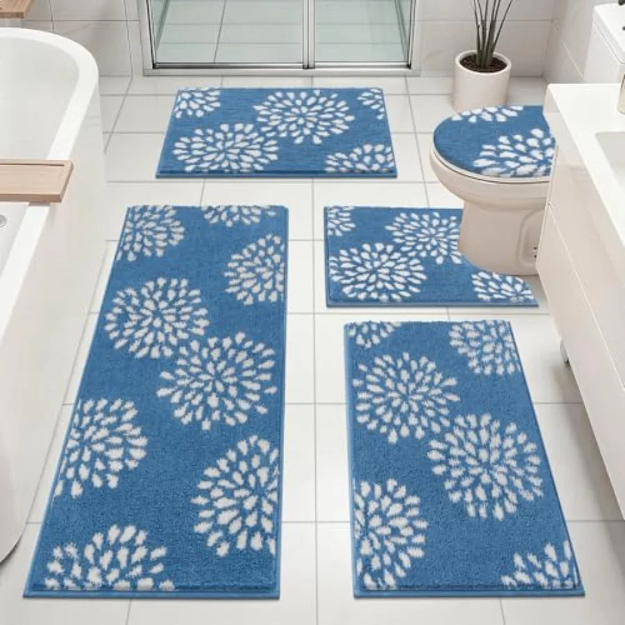 HEBE Floral Bathroom Rugs Set 5 Pcs, Non Slip Washable Bath Mat Set for Bathroom, Absorbent Microfiber Bath Carpet with U-Shape
HEBE Floral Bathroom Rugs Set 5 Pcs, Non Slip Washable Bath Mat Set for Bathroom, Absorbent Microfiber Bath Carpet with U-Shape