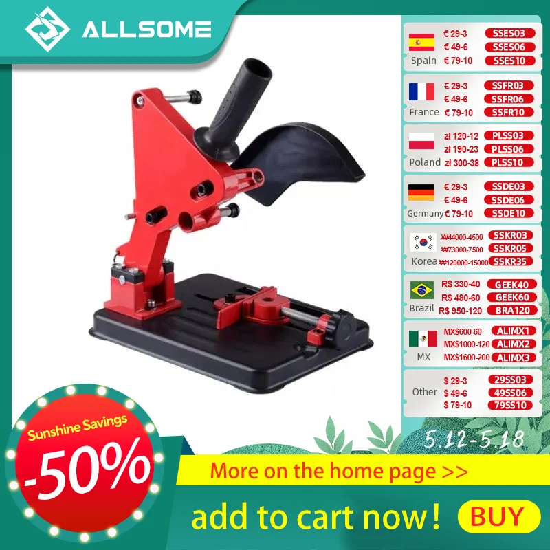 Угловая шлифовальная машина Allsome, фиксированный универсальный кронштейн, настольная пила, настольная тяга, подставка для угловой шлифовальной машины для угловой шлифовальной машины 100/125 мм 
Угловая шлифовальная машина Allsome, фиксированный универсальный кронштейн, настольная пила, настольная тяга, подставка для угловой шлифовальной машины для угловой шлифовальной машины 100/125 мм