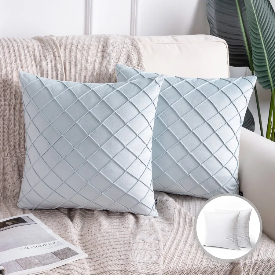 Velvet Series Pleated Checker Decorative Throw Pillow 18" x 18" Light Blue 2 Pack
Velvet Series Pleated Checker Decorative Throw Pillow 18" x 18" Light Blue 2 Pack