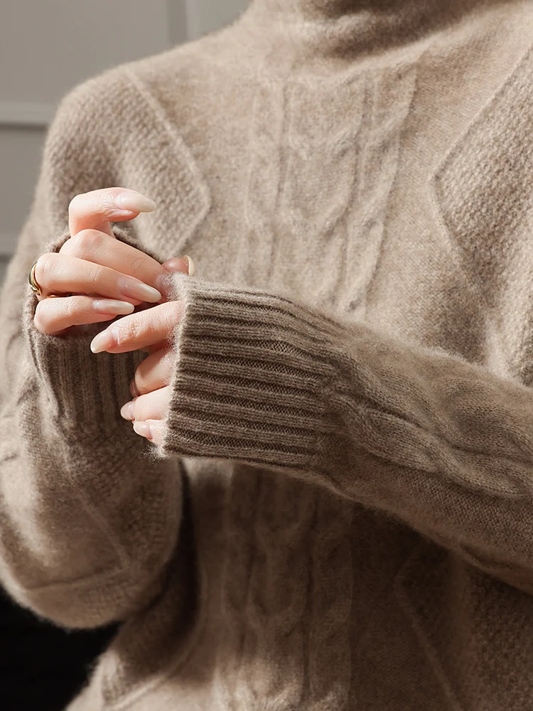 100% Merino Wool Women's Turtleneck Pullovers Sweater Autumn Winter Thick Warm Twist Flower Casual Knitwear Korean Fashion Tops
100% Merino Wool Women's Turtleneck Pullovers Sweater Autumn Winter Thick Warm Twist Flower Casual Knitwear Korean Fashion Tops