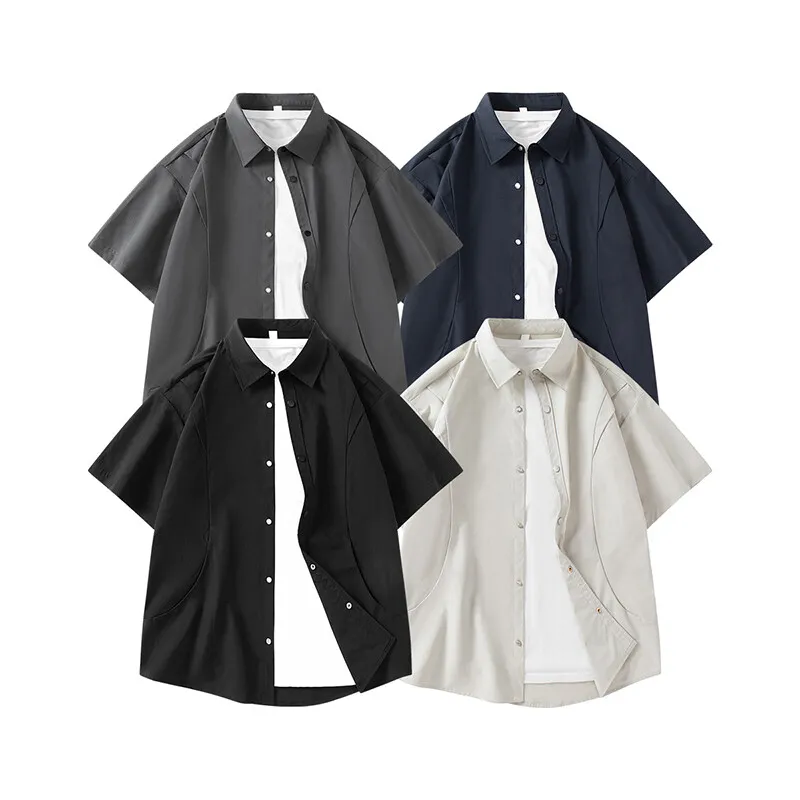 Men's Summer Solid Color Short-Sleeve Shirt - Relaxed Drop-Shoulder Casual Top, Textured Design for Smart-Casual Wear
Men's Summer Solid Color Short-Sleeve Shirt - Relaxed Drop-Shoulder Casual Top, Textured Design for Smart-Casual Wear
