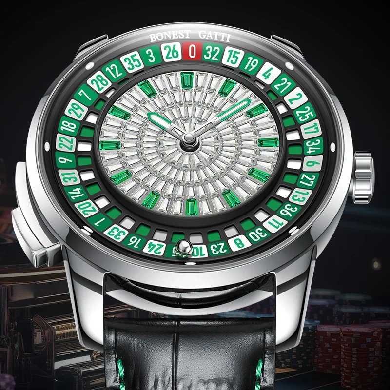 BONEST GATTI Fashion Rotating Roulette Men Wristwatc Mechanical Automatic Movement Luminous Casual Watches for Men reloj
BONEST GATTI Fashion Rotating Roulette Men Wristwatc Mechanical Automatic Movement Luminous Casual Watches for Men reloj