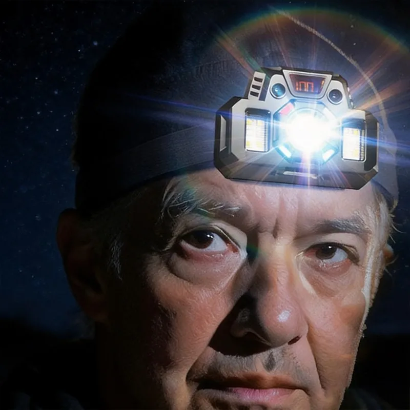 ABGH-Adventure LED Headlamp-Rechargeable, Motion Sensor Multi-Function For Outdoor Activities
