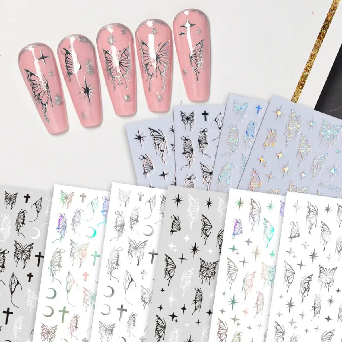 Nail metal silver unilateral butterfly sticker croheart star 3d hollow liquid magic butterfly nail sticker
Nail metal silver unilateral butterfly sticker croheart star 3d hollow liquid magic butterfly nail sticker