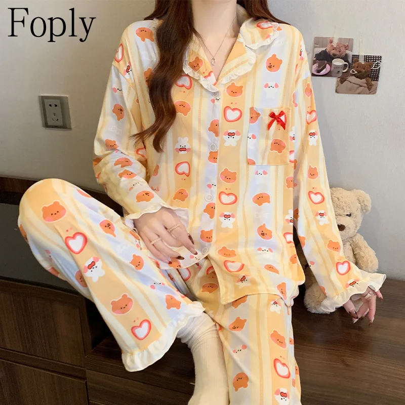 Женские пижамы с принтом Love Bear, весна-лето, комплект из 2 предметов, хлопковая одежда для сна с облаками, брюки с длинными рукавами, Pijama Mujer Pjs, одежда для дома
Женские пижамы с принтом Love Bear, весна-лето, комплект из 2 предметов, хлопковая одежда для сна с облаками, брюки с длинными рукавами, Pijama Mujer Pjs, одежда для дома