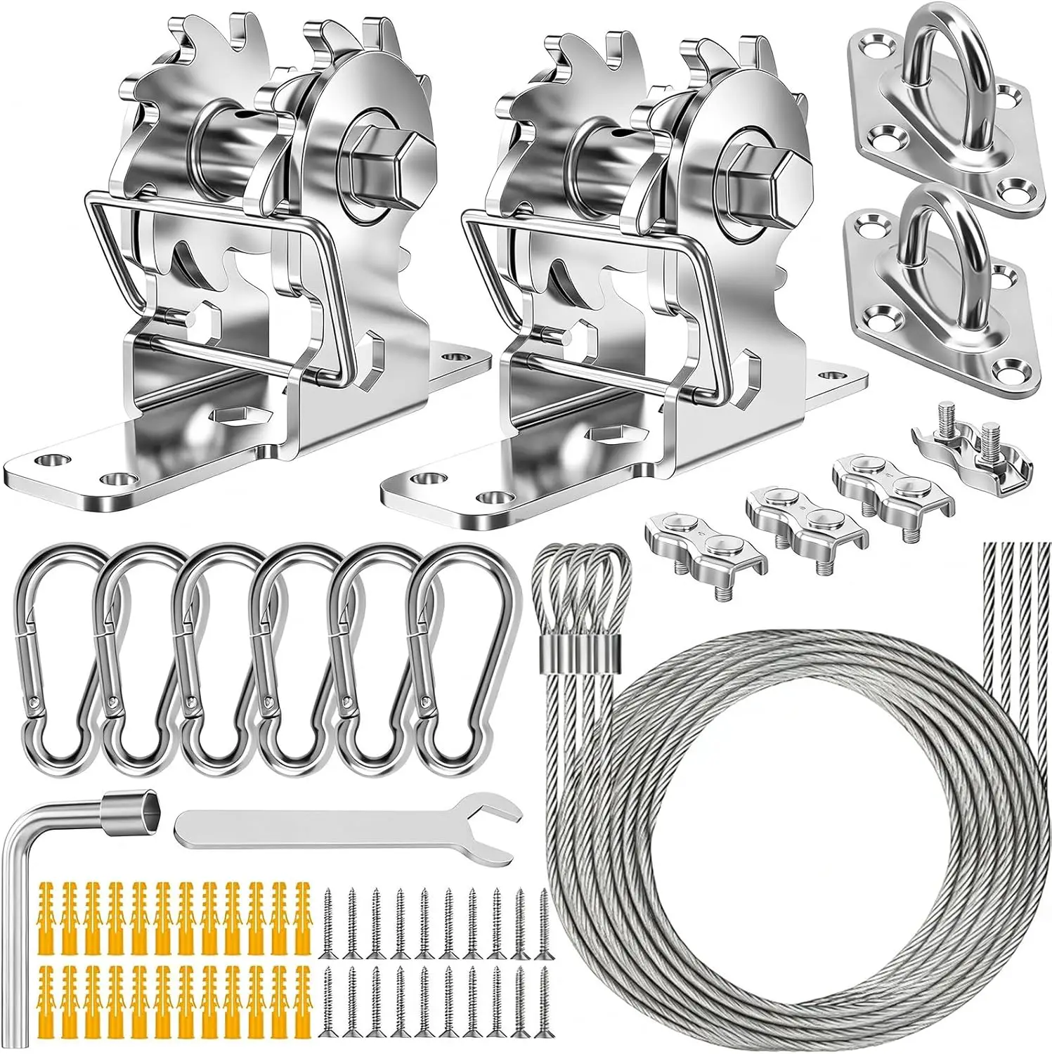 Shade Sail Hardware Kit with Ratchet Winch, Heavy Duty 304 Stainless Steel Windproof Sun Shade Tension Kit for Rec le Triang
Shade Sail Hardware Kit with Ratchet Winch, Heavy Duty 304 Stainless Steel Windproof Sun Shade Tension Kit for Rec le Triang