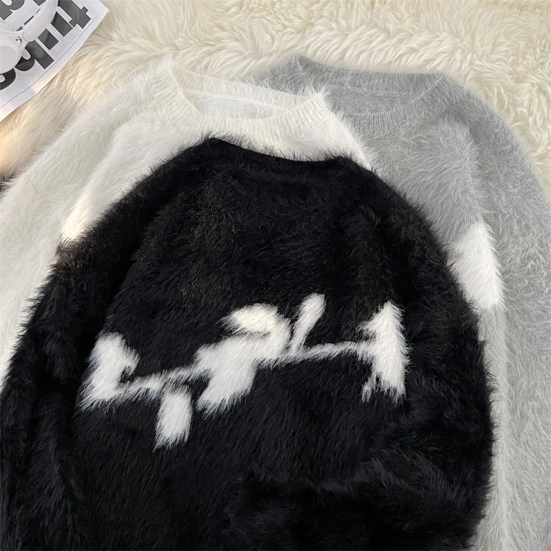 Retro American Mink Sweater Knitted Rose Pattern ex Winter Warm Long Sve Casual Sle Couple's Soft round Ne Top
Retro American Mink Sweater Knitted Rose Pattern ex Winter Warm Long Sve Casual Sle Couple's Soft round Ne Top