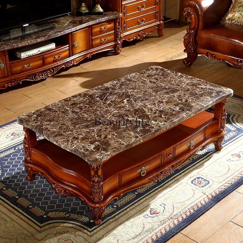 jj4 European coffee table solid wood carving flower marble American classical high-end luxury retro tea table
jj4 European coffee table solid wood carving flower marble American classical high-end luxury retro tea table