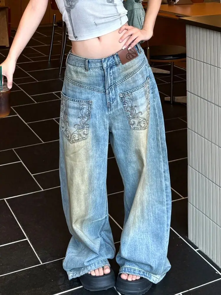 Women's Old Mud Dyed Blue Jeans American High Street Hip-Hop Street Style Embroidered Jeans Reverse Pocket Floor Trousers Trendy
Women's Old Mud Dyed Blue Jeans American High Street Hip-Hop Street Style Embroidered Jeans Reverse Pocket Floor Trousers Trendy