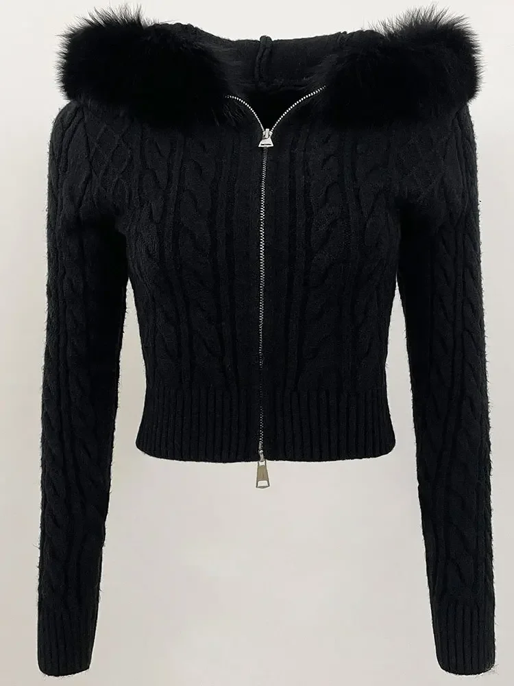 MENINA 2025 Spring Autumn Fashion Short Casual Hooded Sweater Spliced Fox Fur Genuine Fur Jacket Women Slim High Elastic Sweater
MENINA 2025 Spring Autumn Fashion Short Casual Hooded Sweater Spliced Fox Fur Genuine Fur Jacket Women Slim High Elastic Sweater