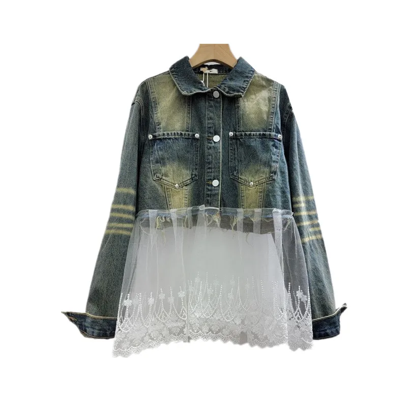 2025 New Spring Fashion Hollow Out Lace Patchwork Denim Jacket Women Vintage Long Sleeve Short Jeans Coat Female Outerwear B957
2025 New Spring Fashion Hollow Out Lace Patchwork Denim Jacket Women Vintage Long Sleeve Short Jeans Coat Female Outerwear B957