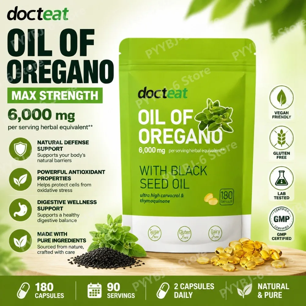 Docteat Oregano Oil Capsules 180 Count Gluten Free 6000 Mg Per Serving, Carvacrol & Thymoquinone Supports Immune Function
Docteat Oregano Oil Capsules 180 Count Gluten Free 6000 Mg Per Serving, Carvacrol & Thymoquinone Supports Immune Function