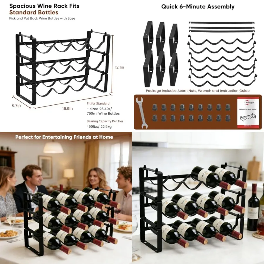 Wine Rack for Countertop Stackable Freestanding Bottle Organizer for Kitchen, Pantry, Bar Cabinet and Small Spaces Compact Meta
Wine Rack for Countertop Stackable Freestanding Bottle Organizer for Kitchen, Pantry, Bar Cabinet and Small Spaces Compact Meta