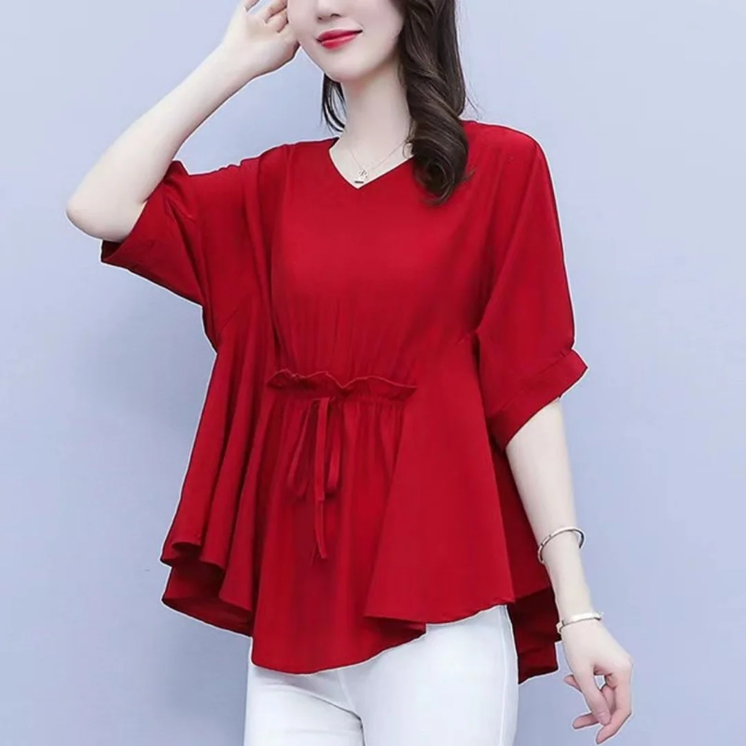 Plus Size Summer Fashion Shirt Women Short Sleeved Chubby Belly Covering Slimming Versatile V-Neck Stylish Design Small Shirt
Plus Size Summer Fashion Shirt Women Short Sleeved Chubby Belly Covering Slimming Versatile V-Neck Stylish Design Small Shirt